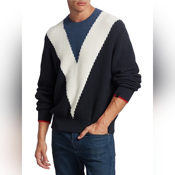 RAG & BONE EMORY INTARSIA SWEATER MEN'S SIZE XXL - NAVY - Picture 3 of 16